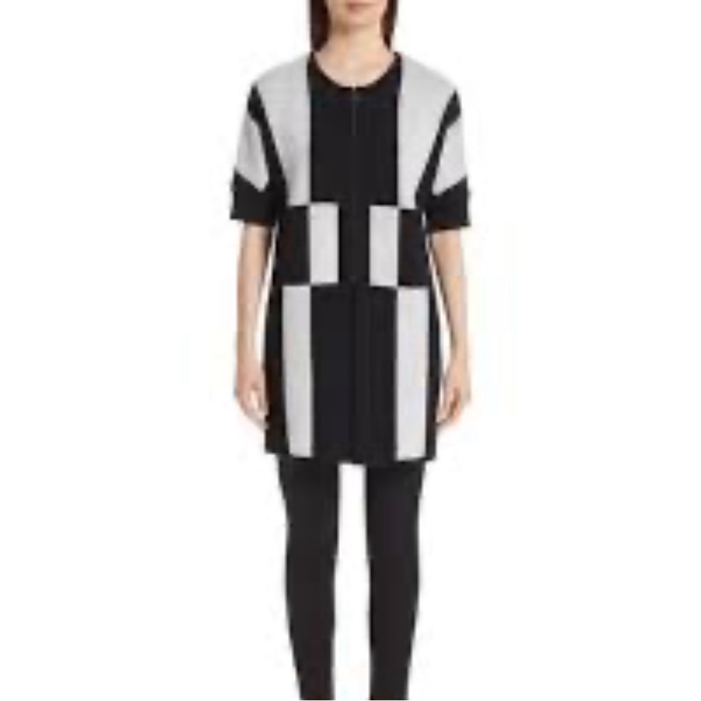 ST JOHN CAVIAR Luxury Black and White Geometric Jacket. VGUC. Rare! Size L 🔥